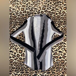 Elegant Striped Black and Gray Button Down Shirt